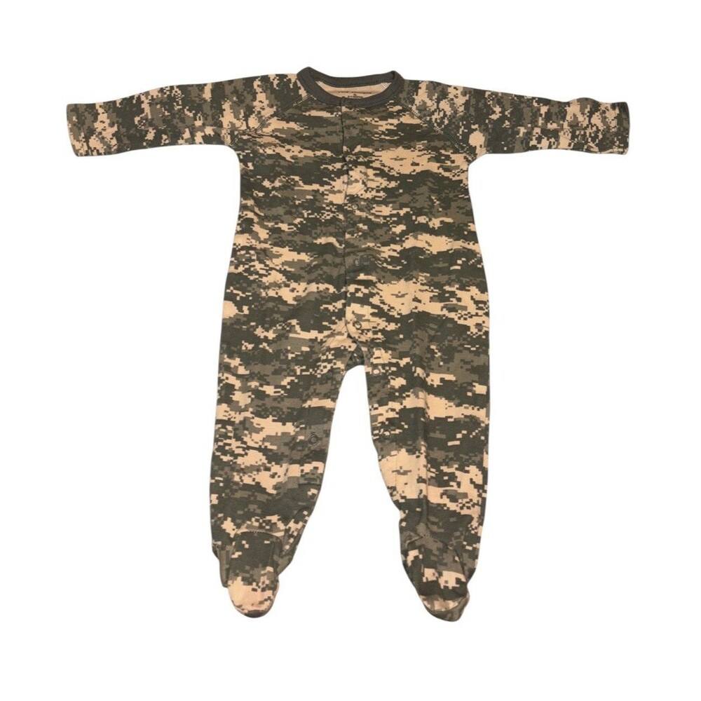 Tiny Trooper Footed Sleeper Pajamas 9-12 Months XL Digitial Camo Army Dad